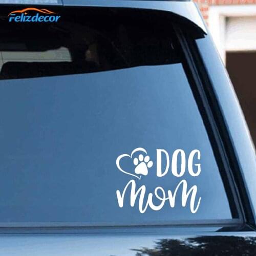 Dog Mom Paw Heart Funny Vinyl Decals Personalized Stickers Dog Pet Animal Car Styling Car Sticker Black/Silver C1142