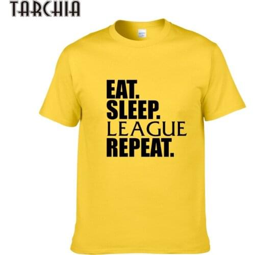 TARCHIA Mens T Shirt EAT SLEEP LEAGUE REPEAT Men T-Shirt Casual Men Streetwear Short Sleeve T Shirts O-Neck Hip-Hop Tops Tees