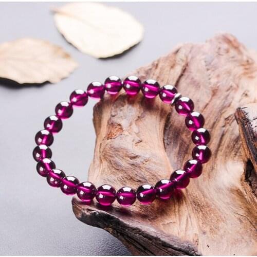 Buyee AAAA Natural Garnet Bracelet Elastic Rope 8mm Wine Red Bead Charms Bracelet for Women Fashion Party Jewelry Pulseras Mujer