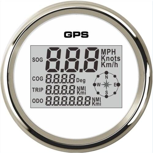 1pc Auto White Digital GPS Speedometers Sog 0-999Knots Mph Km/h Marine Speed Gauges Truck Odometers with 8 Kinds Backlight Color