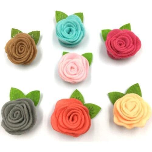 10pcs/lot Mini Satin Ribbon Flower Silk Rose head Ribbon DIY Wedding Decor Bow Appliques Craft Sewing Accessories Decoration