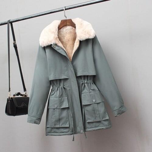 2021 Autumn Winter New Plus velvet Thicken Parkas Female Plus size Loose All-match Women Warm Outwear Casual Cotton Jacket Tops