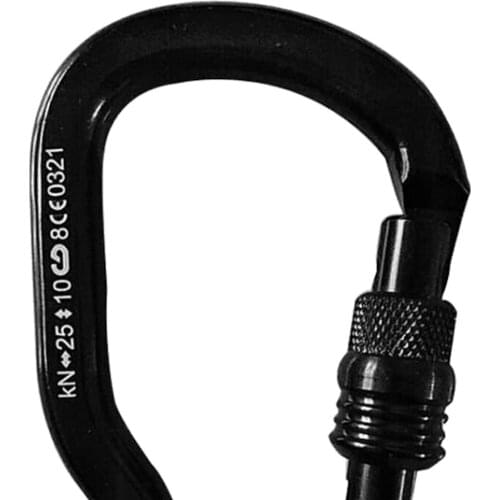 25KN Black Rock Climbing Tree Arborist Screw Locking Carabiner Spring Snap Hook Screwgate Clip Safety Gear