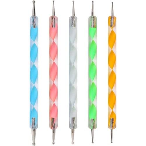 5 Pcs Set Double Head Spiral Creasing Pen Soft Pottery Clay Sculpture Clay Modeling Tools Modification Nail Art Drill Pen