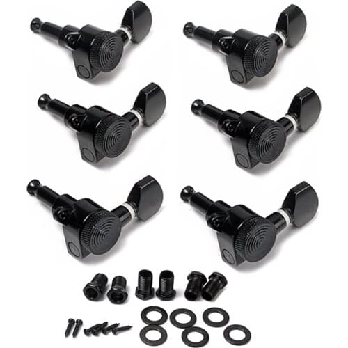 6 Pieces Left-handed Locked String Tuning Pegs 1:18 Gear Ratio for Electric Guitar Parts, Black