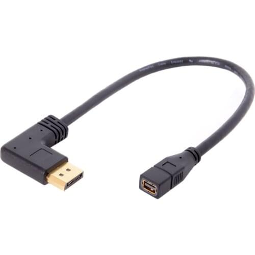 90 Degree Right Angled DP DisplayPort to Mini DP DisplayPort Female Cable for Displays Monitors