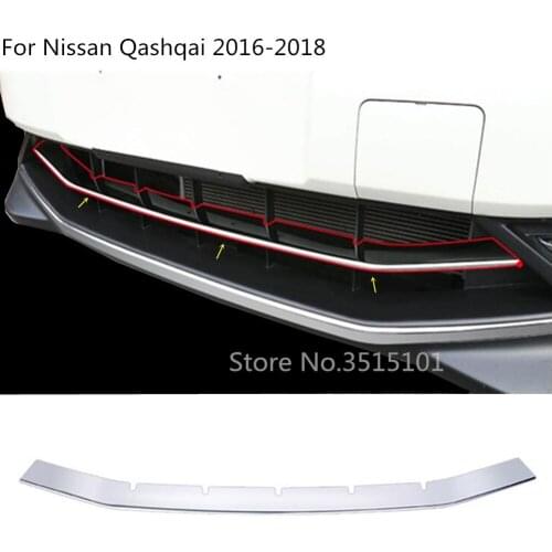 Car Styling Cover Protection Detector ABS Chrome Trim Front Bottom Grid Grill Grille Around For Nissan Qashqai 2016 2017 2018