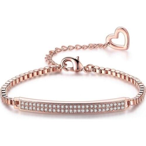 MxGxFam Rose Russian Gold Color Watch Bracelets for Lady Shinny Cubic Zirconia Not Skin Allergy