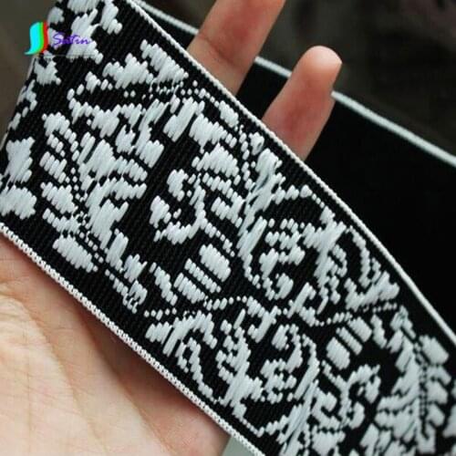 DIY Handmade Ethnic Retro Jacquard Elastic Band Clothing Accessory Ribbon Dress Skirt Waist Belt Girdle Width 3.8cm S472P