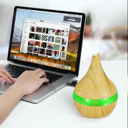 Electric Air Humidifier Essential Aroma Oil Diffuser Ultrasonic Wood Grain Humidifier USB Mini Mist Maker LED Light For
