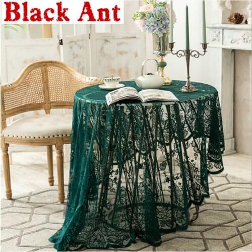 European Green Lace Tablecloth Round For Kitchen Dining Coffee Tea Table Cover Embroidery Translucent Home Decora ZB-JD1084