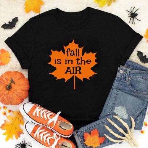 Fall Is In The Air T-shirt Trendy Fall Leaves Graphic Tee Shirt Top Funny Women Thanksgiving Holiday Gift Tshirt Streetwear