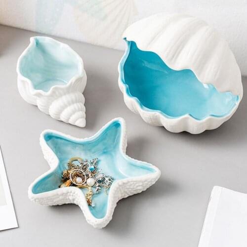 Ceramic Storage Box Shape Starfish Conch Shell Ceramic Storage for Home Super Beautiful Decoration Crafts Key Jewelry Box