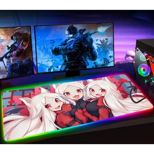 RGB Helltaker Anime Mouse Pad Kawaii Gaming Accessiores Mousepad Large Size Rubber No-slip with Backlit Mausepad Tapis De Souris