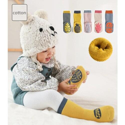Newborn Socks Girls Boys Anti Slip Cartoon Cotton Baby Socks Winter Warm Thick Infant Toddler Baby Kids Knee Socks Newborn Gift