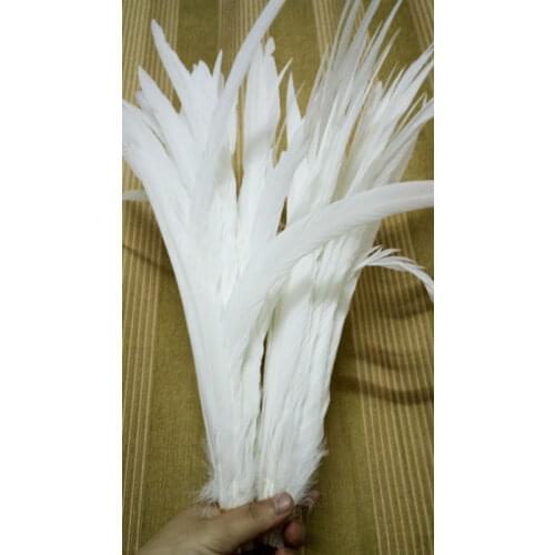 Wholesale sale perfect 50pcs high quality scare natural pure white Rooster tail feathers 16-18inch/40-45cm Decorative diy