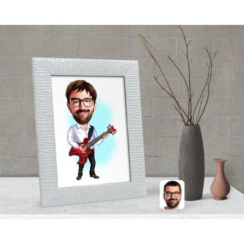 Personalized Men 'S Guitarist Caricature Of Decorative Çerçeve-2