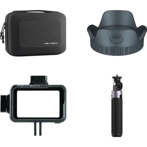 PGYTECH OSMO ACTION Camera Vlog Set Extension Pole Desk Tripod Camera Cage Camera Lens Hood Carrying Case for DJI OSMO Action