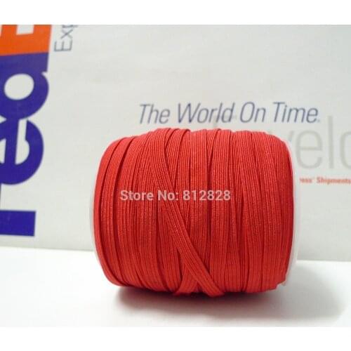 1/4'' 6mm Flat #11 Red Colored Skinny Elastic Webbing Free Shipping 50 meters