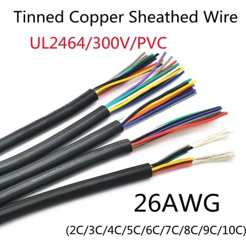 1M 26 AWG UL2464 Sheathed Wire Cable Channel Audio Line 2 3 4 5 6 7 8 9 10 Cores Insulated Soft Copper Signal Control Wire