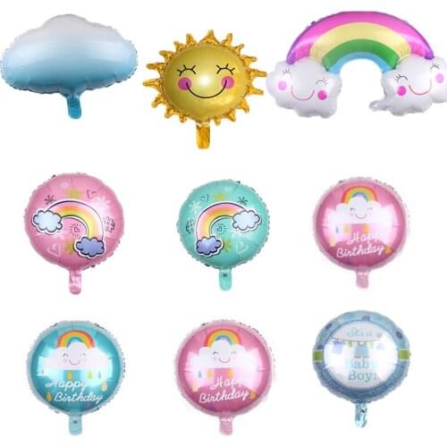 Rainbow Balloons Smile Cloud Aluminum foil balloon Kid Birthday Decorations sunflower Party Supplies Anniversary Helium Balloon