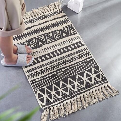 Retro Bohemian 60x90cm Carpet for Living Room Hand Woven Bedside Bedroom Long Rug Geometric Floor Fall Mat Carpets Home Decor