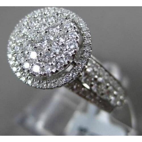 Luxury Women White Zircon Ring White Gold Color Wedding Engagement Bridal Rings Size6-10