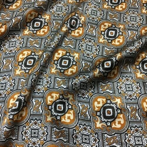 Satin Mulberry Silk Fashion Clothing Fabric 2021 New Ethnic Style Totem Geometric Printing Heavy Stretch Silk Fabric Type