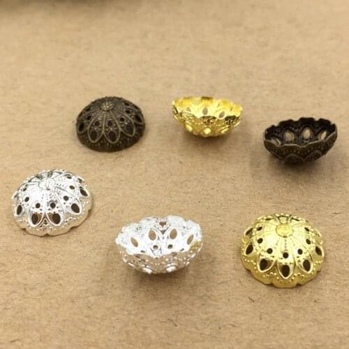 SEA MEW 12mm Fashion Hollow Out Flowers Bead Caps Filigree Connectors DIY Jewelry Making cy2132