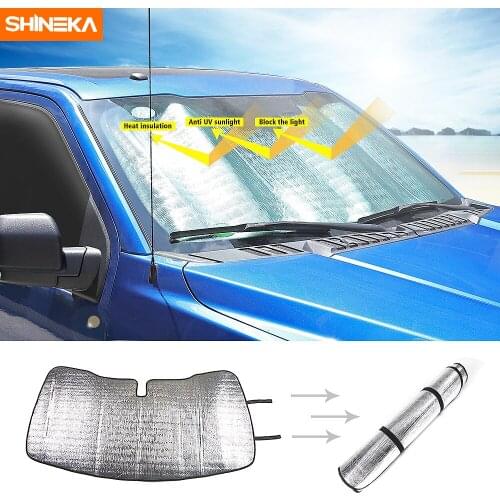 SHINEKA Front Windshield Sunshade Anti UV Sunlight Block Light Heat Insulation for Ford F150 2015-2020 Car Accessories