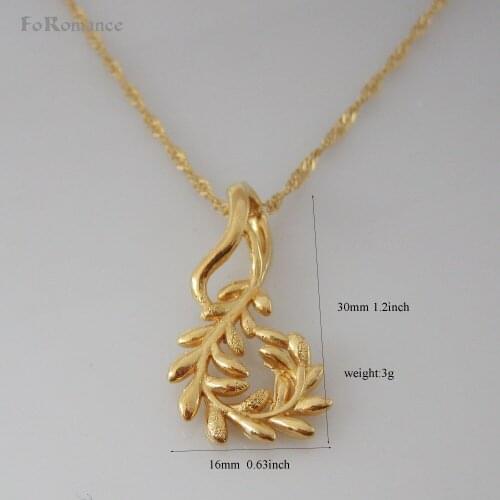 Mix order 10$ get free ship / YELLOW GOLD GP 18" TWIST WATER WAVE NECKLACE & VIVID OLIVE LEAF SHAPED PENDANT TALL 30mm 1.2 inch