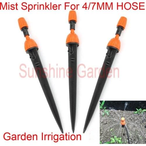 10Set Garden Irrigation Mist And Drip Sprinkler For 4/7mm Hose Home Garden Greenhouse Adjustable Water Misting Sprinklers