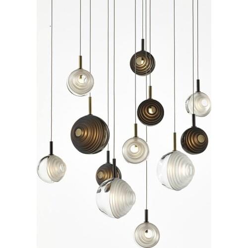 Retro Vintage Glass Pendant Lights Led Modern Creative Ball Shade Hanging Lamp for Restaurant Livingroom Bedside Cafe Bar Deco