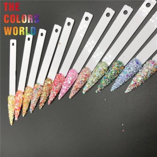 TCT-561 Chunky Rainbow Nails Glitter Nail Art Decoration 청키 글리터 네일 아트 Brillo grueso Tumbler Crafts Manicure Festival Accessories
