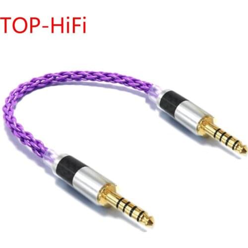 TOP-HiFi 4.4mm Balanced Male to 4.4mm Balanced Male Single Crystal Coppe Silver Plated Audio Adapter Cable 4.4mm to 4.4mm