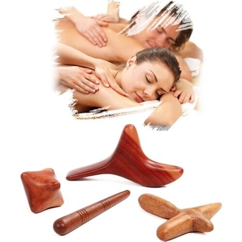 Y1UF 4 Pieces Traditional Thai Massage Reflexology Hand Foot Back Massage Tool Wooden Stick Face Body Massage Tools