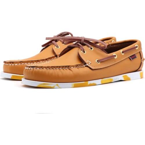 Mens Casual Genuine Suede Leather Docksides Classic Boat Shoes Loafers Shoes Unisex Handmade Shoes High Quality