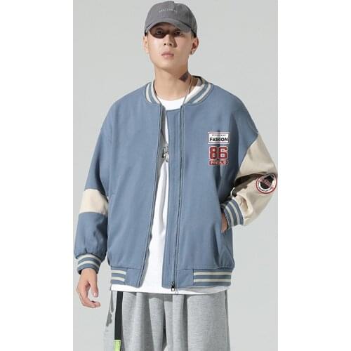 Street bomber Jacket Men Baseball Coats Fashion Casual Loose Unisex Japanese Harajuku 2021 New College style Patchwork Bomber