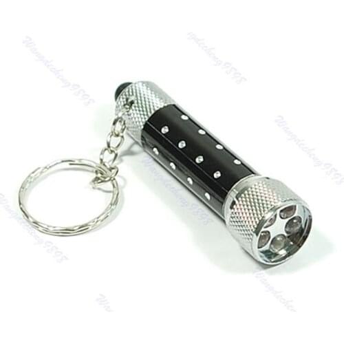 Ultra bright Mini 5 LED Flashlight Torch Key Chain Key Ring Keychain Black