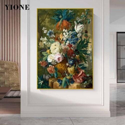 Vintage Fresh Flowers Animals Oil Painting Custom Classic Art Plant Forest Statue Canvas Prints Wall Home Decor Picture Poster