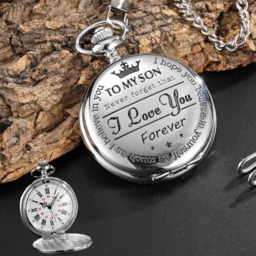 Vintage Quartz Mechanical Pocket Watch TO MY SON I LOVE YOU Full Luxury Gifts for Boys Kids Clock Fullmetal Alchemist