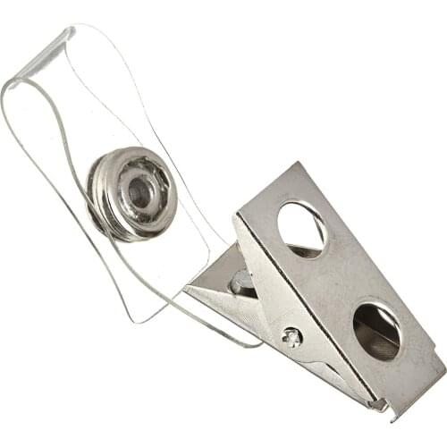 XRHYY Clear 30 pcs Double Hole Metal Badge Clips with PVC Straps ID Strap Clip Adapter ID Badge Clips Clear 30 Clips per Pack
