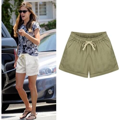 2pcs/lot Summer Plus Size Shorts Women Elastic Waist Wide Leg Short Pants lady High Waist Cotton Casual Shorts