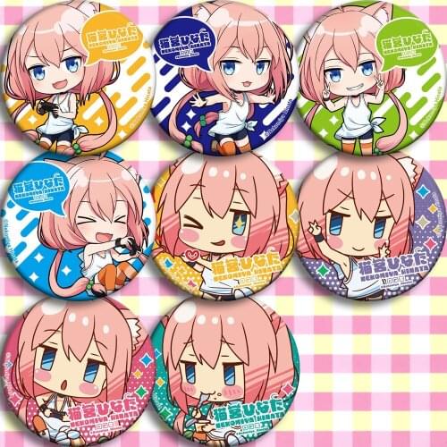 1pc 58mm anime Nekomiya Hinata hinata Virtual YouTuber Very CUte Kiten Girl Badges Brooch