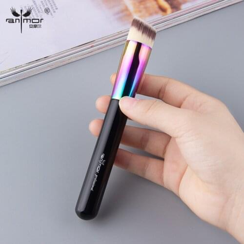 1Pcs Anmor Angled Foundation Synthetic Hair Make Up Brush Professional Makeup Brushes Perfect For Blending liquid Or Cream