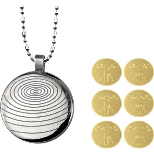 1 Piece Spiritual Scalar Energy EMF Protection Mens Chain Pendant Necklace and 6 Pieces Anti Radiation Cell Phone Sticker