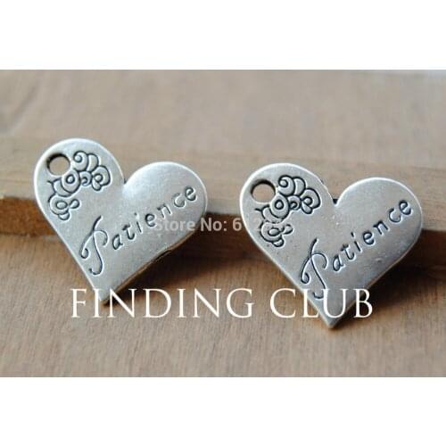 20 pcs Tibetan Silver Color Engraved Patience Heart Charms Metal Bracelet Necklace Jewelry Findings A539