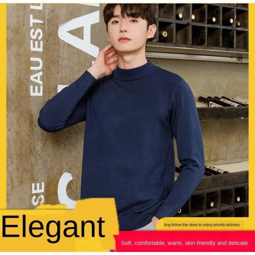 2020 Mens Fall/winter Half Turtleneck Sweater Plus Size Loose Bottoming Shirt New Solid Color Pullover Casual Sweater