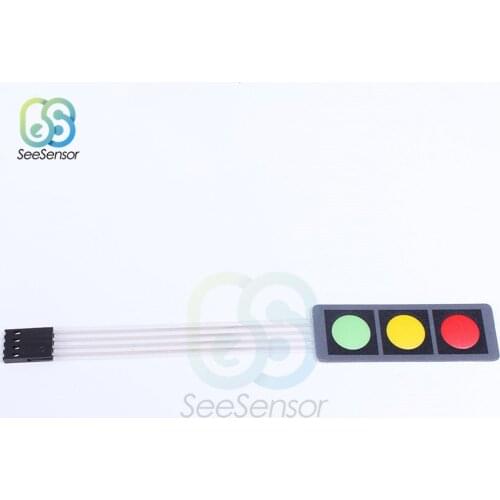 5pcs/Lot 1*3 3 Keys Matrix Array Membrane Switch Key Pad RGB Keyboard Keys Display Switch Control Panel Red Green Yellow