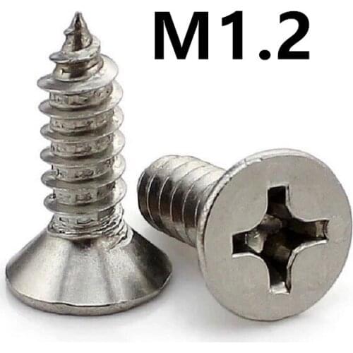 500pcs/lot M1.2x3/4/5/6mm GB846 Stainless steel phillips countersunk / flat head self tapping screw KA